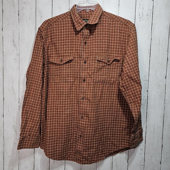 Orvis Other - Orvis Men's Rust Orange Plaid Flannel Shirt Button Up Long Sleeve Size Large.